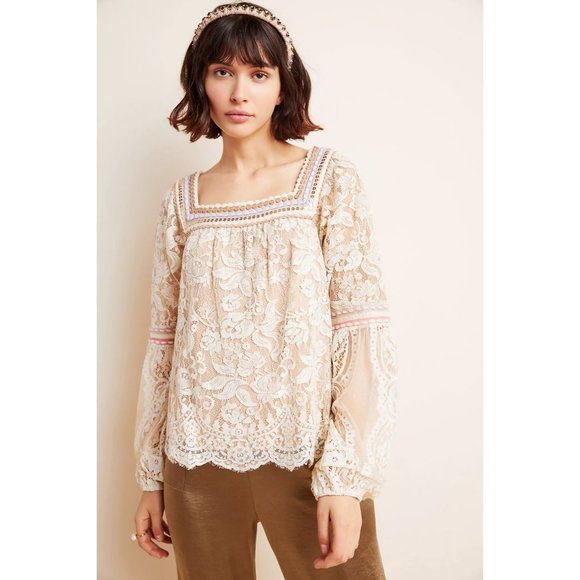 Anthropologie Bl-nk Eden Lace Top